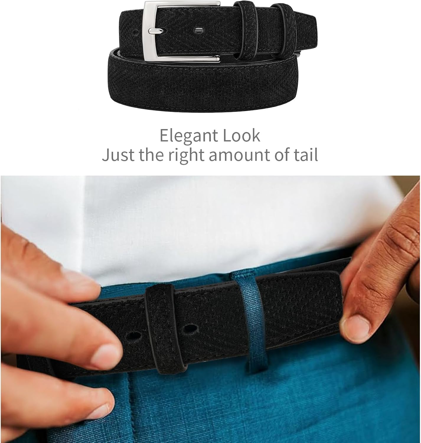 GAEKEAO Men's Suede Leather Belt - 35mm Classic Buckle for Business, Casual & Jeans, Belt for Men 1.3" Width, with Gift Box - Image 4