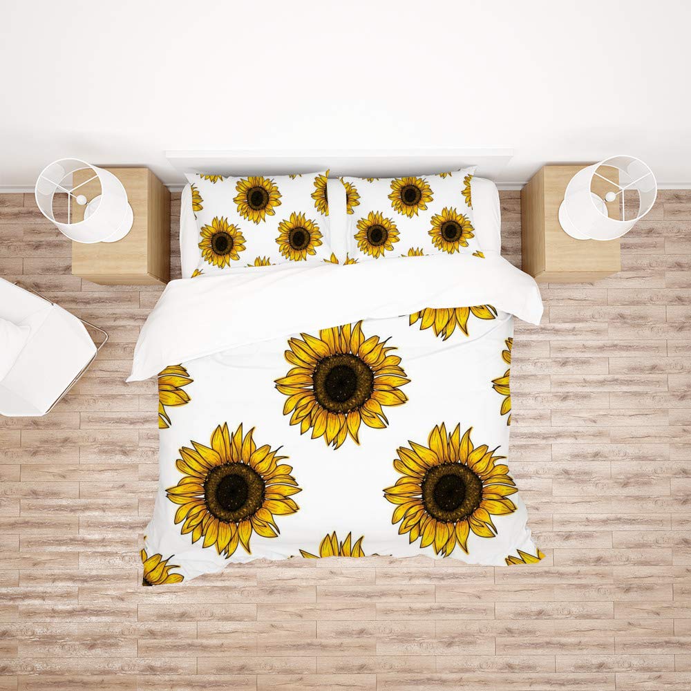 Parure de lit polyester simple imprimé floral pour housse de couette adulte et enfant