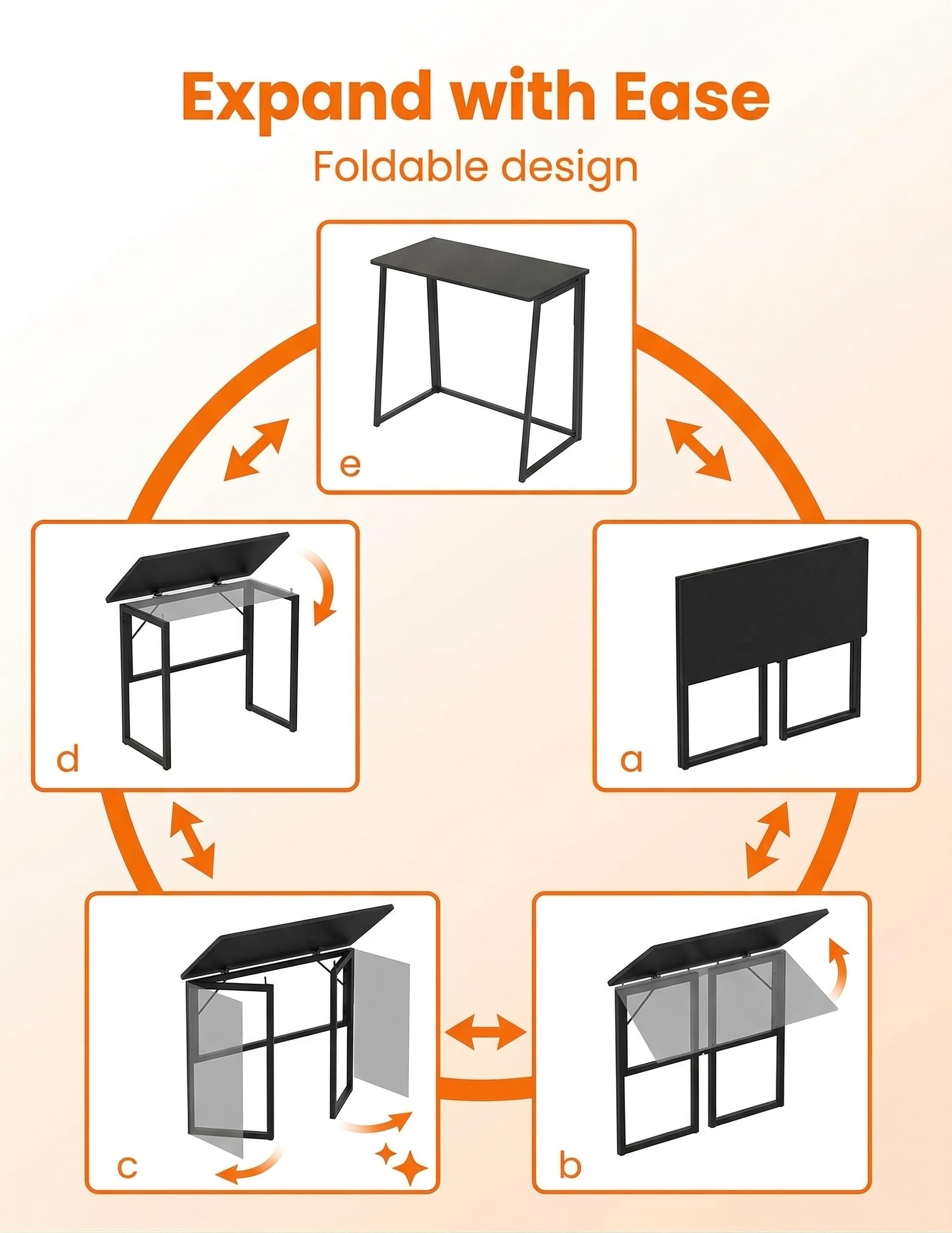 Escritorio pequeño plegable 80 x 40 cm, mesa plegable compacta, ahorra espacio para el salón y el dormitorio