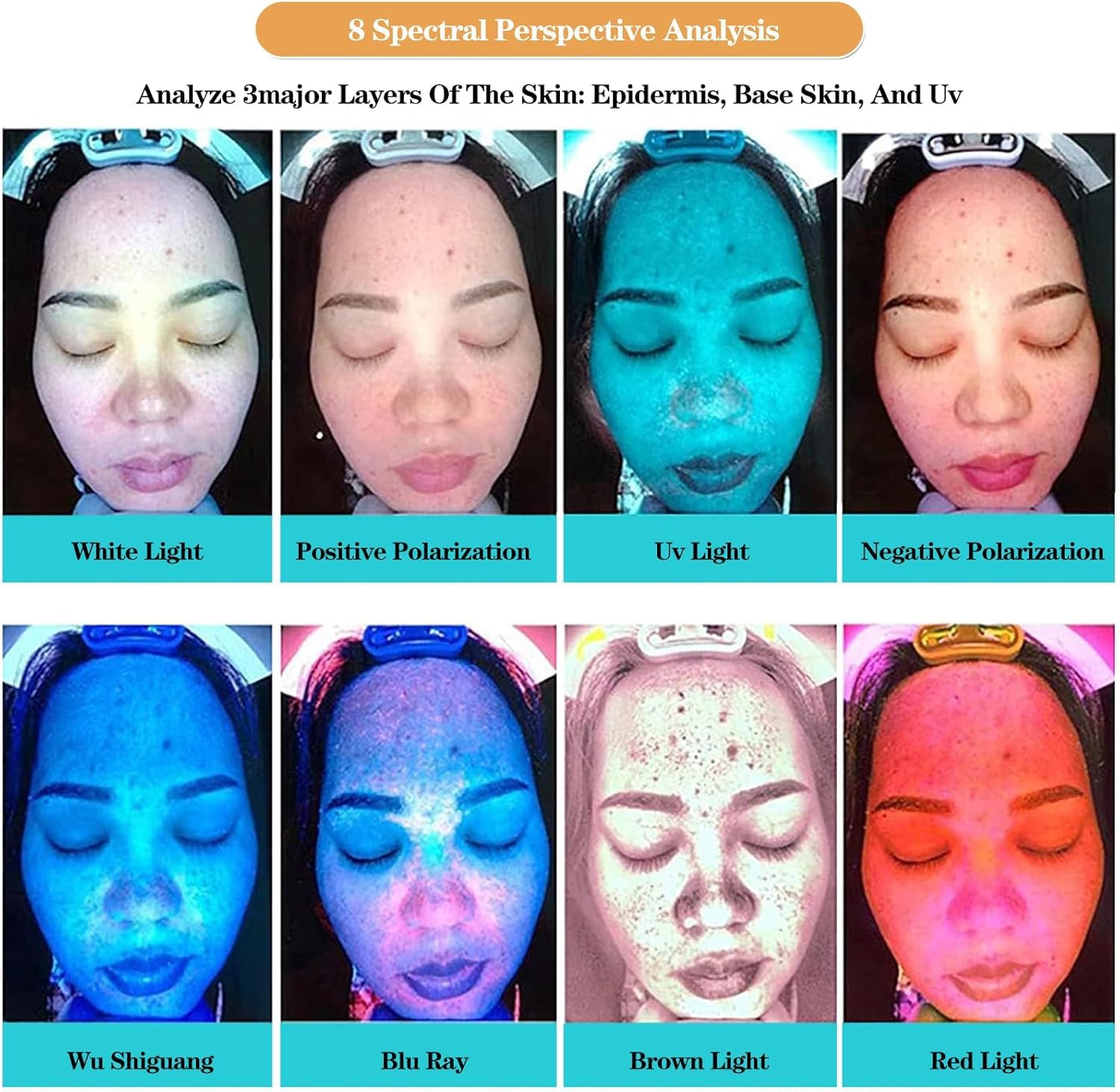 Machine D’Analyse De Peau 3D Analyseur De Peau Professionnel Machine Détecteur De Peau Professionnel pour Le Visage, White, 21.5in