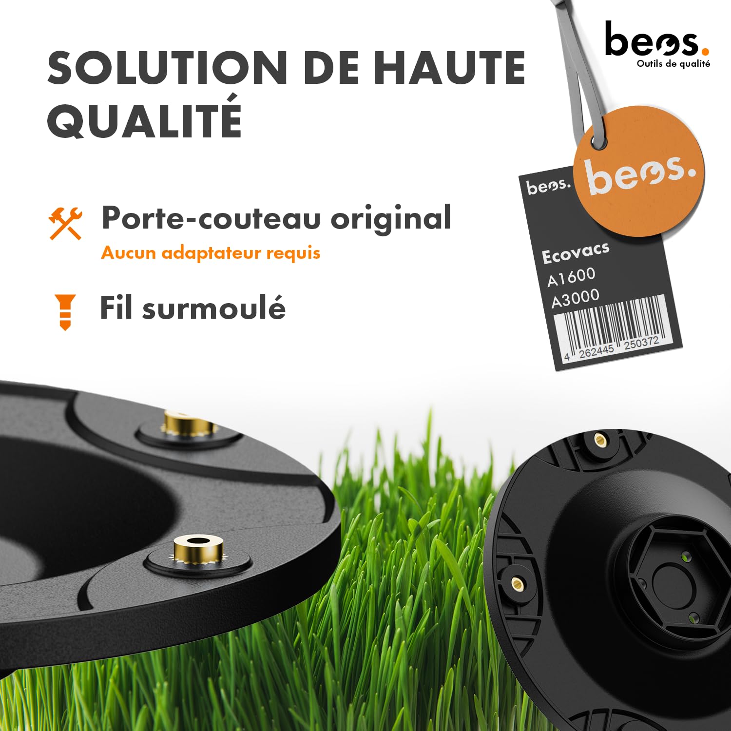 BEOS 2x Disques de coupe pour 5x lames - Pour Ecovacs GOAT A1600 & A3000