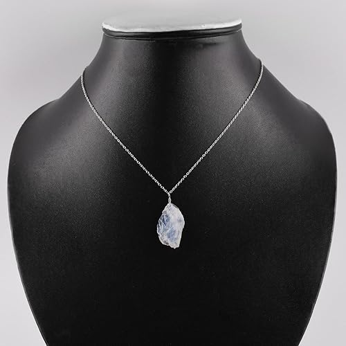 Miniatura 53 de AA Natural Raw Aquamarine Rough Stone Handmade Dainty Pendant Necklace For Women, Healing Chakra Crystals, Birthstone Jewelry, Rhodium Plated 925