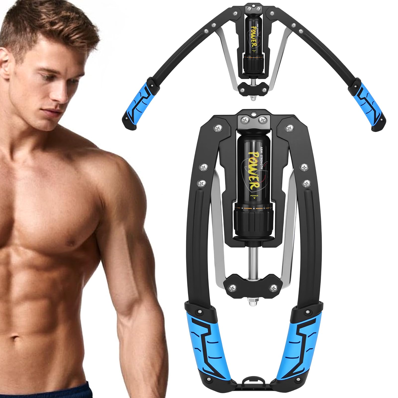 Arm-Power Twister, attrezzo di allenamento idraulico regolabile da 10 a 200 kg, per la casa, per allenamento del petto, avambraccio, petto e bicipiti