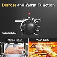 Vista 7 de Sunvivi Horno asador eléctrico de 22 cuartos de galón, 26 libras, con tapa de visión, asador de pavo con función única de descongelación/calor, Negro