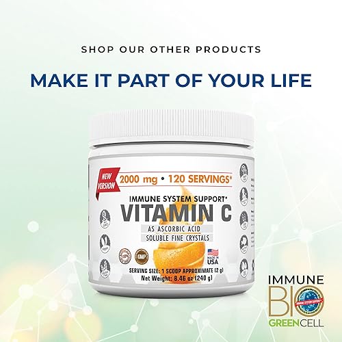 Miniatura 7 de Immune Bio Green Cell  8 onzas, paquete de 4  Suplemento de apoyo al sistema inmunológico, líquido  Incluye vitamina C, carqueja, romero y plátano