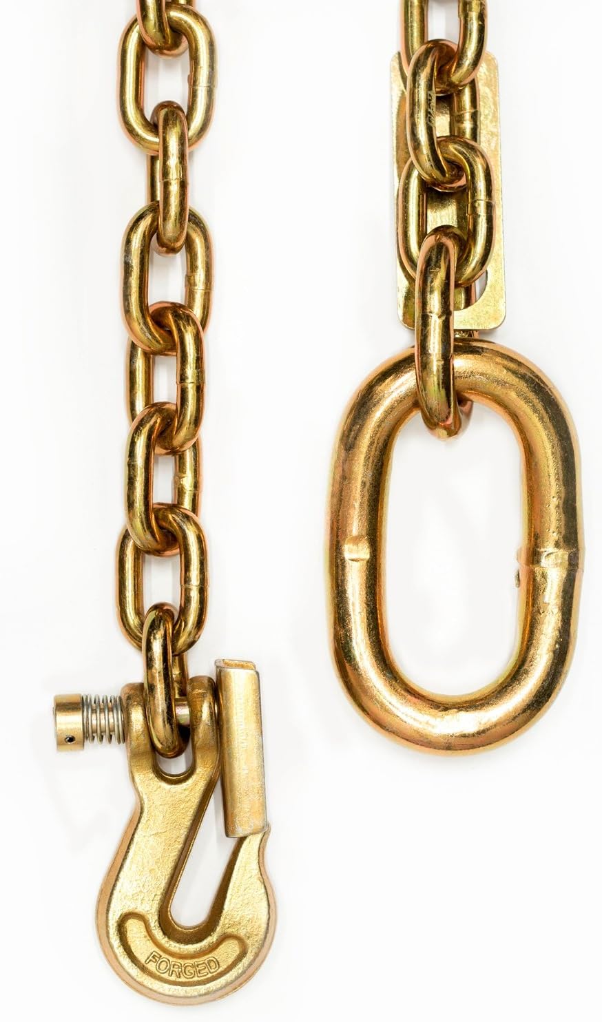 426141 1/2-inch x 5 ft. Gold Chromate Tractor Safety Binder Chain with Clevis Grab Hook and Attachment Ring, 11350 lb. Load Capacity, Grade 70, for Farming, Logging, Construction