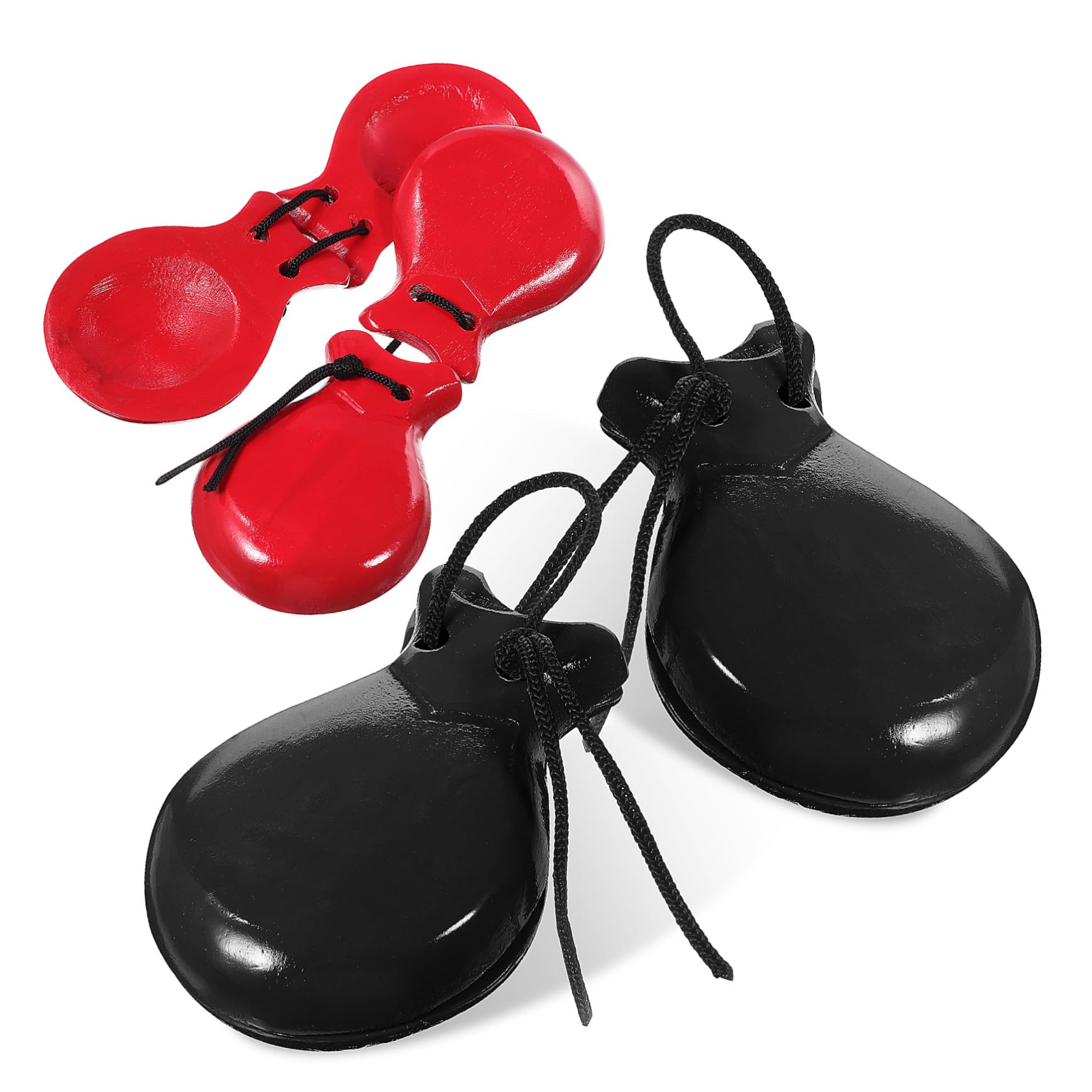 2 paia Wood Finger Castanets Strumenti Musicali in Legno Percussione Sonagli Educativi Suono e Resistente
