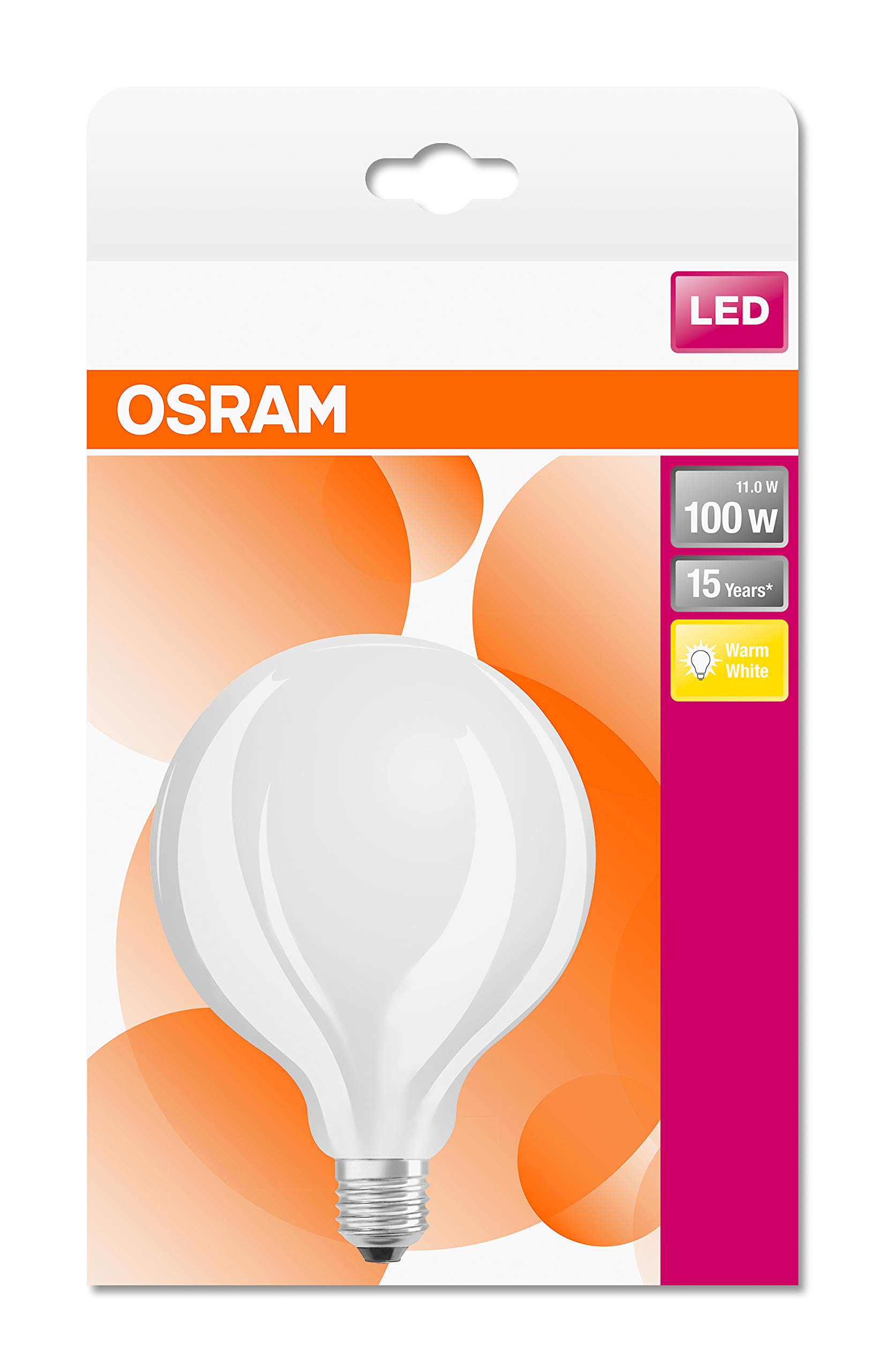 OSRAM LED Star Classic Globe, Sockel: E27, Nicht Dimmbar, Warmweiß, Ersetzt eine herkömmliche 100 Watt Lampe, Matt, 4er-Pack