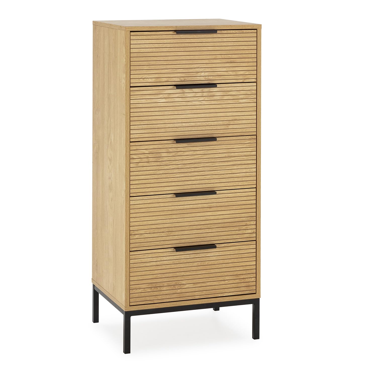 HOMN LIVING Cómoda Alta Mónica 5 cajones Color Madera, 50 cm (Ancho) 40 cm (Profundo) 115 cm (Altura)