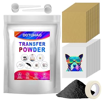 DOTUHAO DTF Powder, DTF Transfer Powder, DTF Transfer Film and Powder Kit for Sublimation, Direct-to-Film Transfer for Any Fabric, DTF Starter Kit for DTF & Sublimation Printer Black,8oz