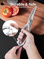 Vista 3 de Tijeras de cocina resistentes con mango antideslizante y bloqueo de seguridad, tijeras para aves de corral para carne, pollo, hueso, aves