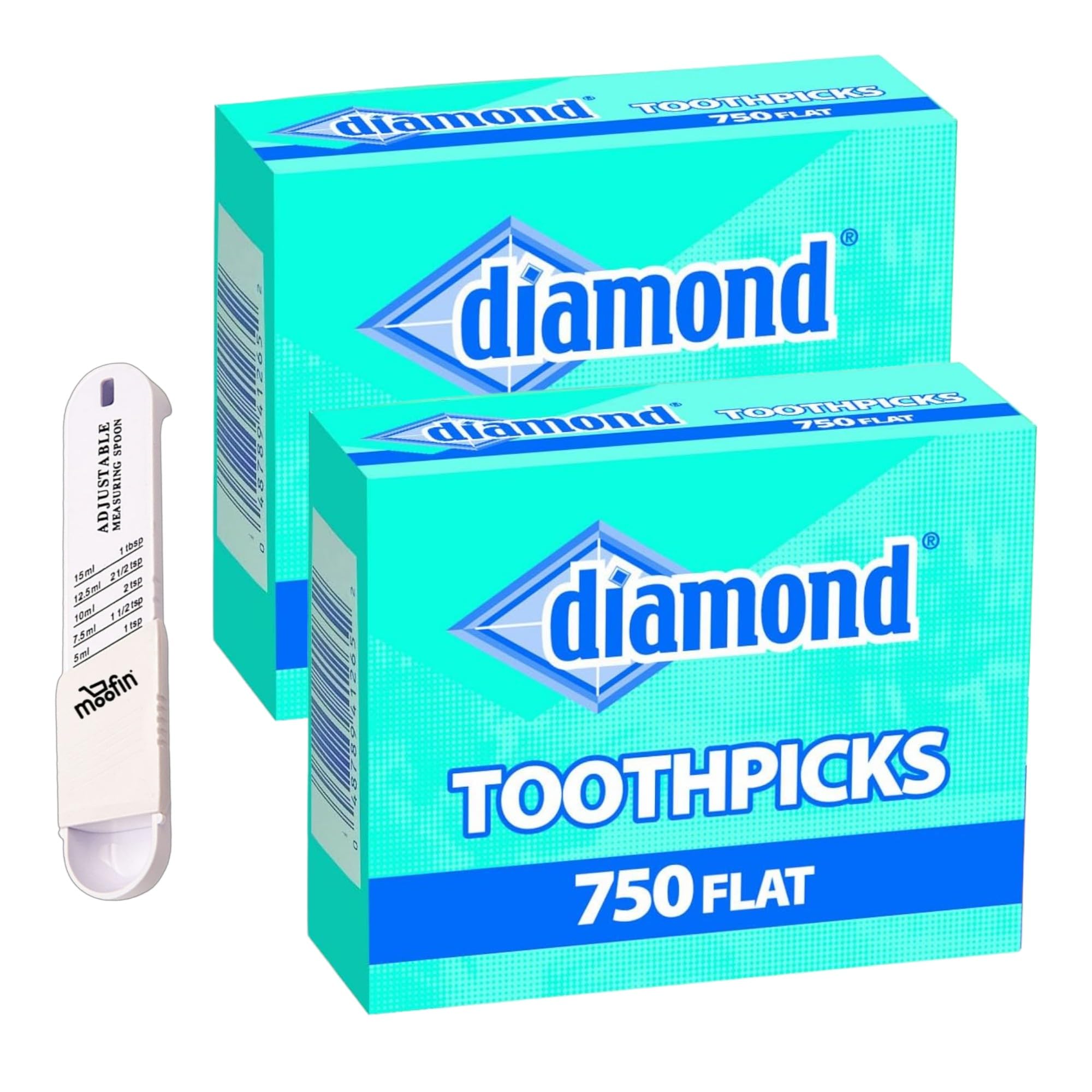 Flat Toothpicks 750ct, Ideal for Parties & Every Location Plastic Measuring Spoon, Flat Wooden Toothpicks for Secure Serving, Food Toothpicks for Appetizers, Reclosable Container