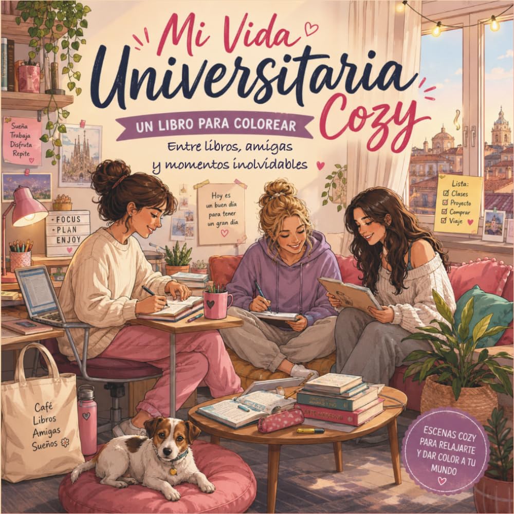 Mi Vida Universitaria Cozy: Un libro para colorear sobre amistad, estudios, pisos compartidos y momentos inolvidables