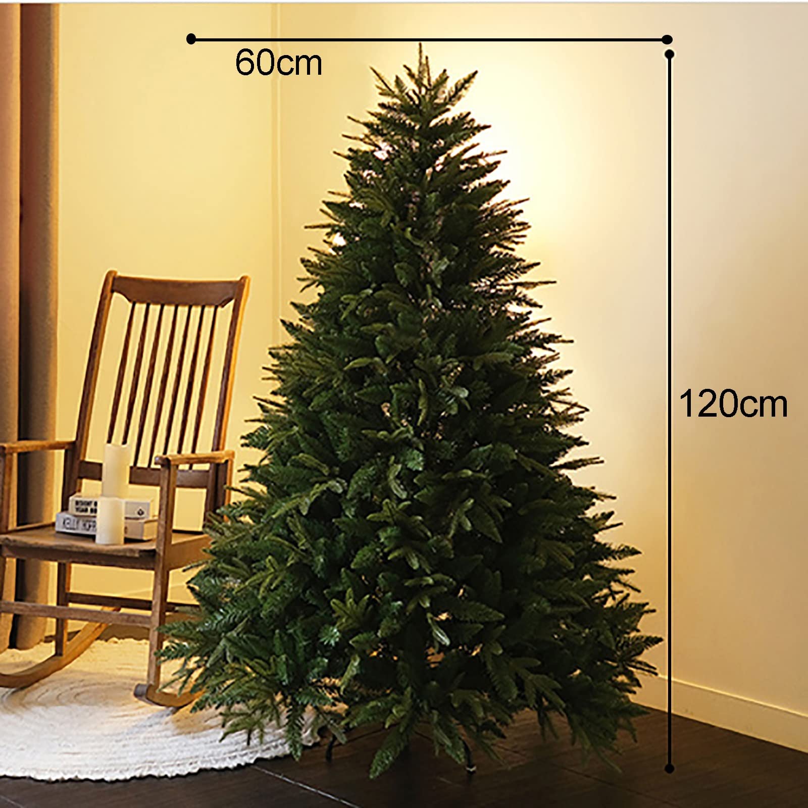 Albero di Natale Illuminato, Albero di Natale Artificiale, Albero di Natale Realistico, Albero di Natale Verde (Size : 120cm/4ft)