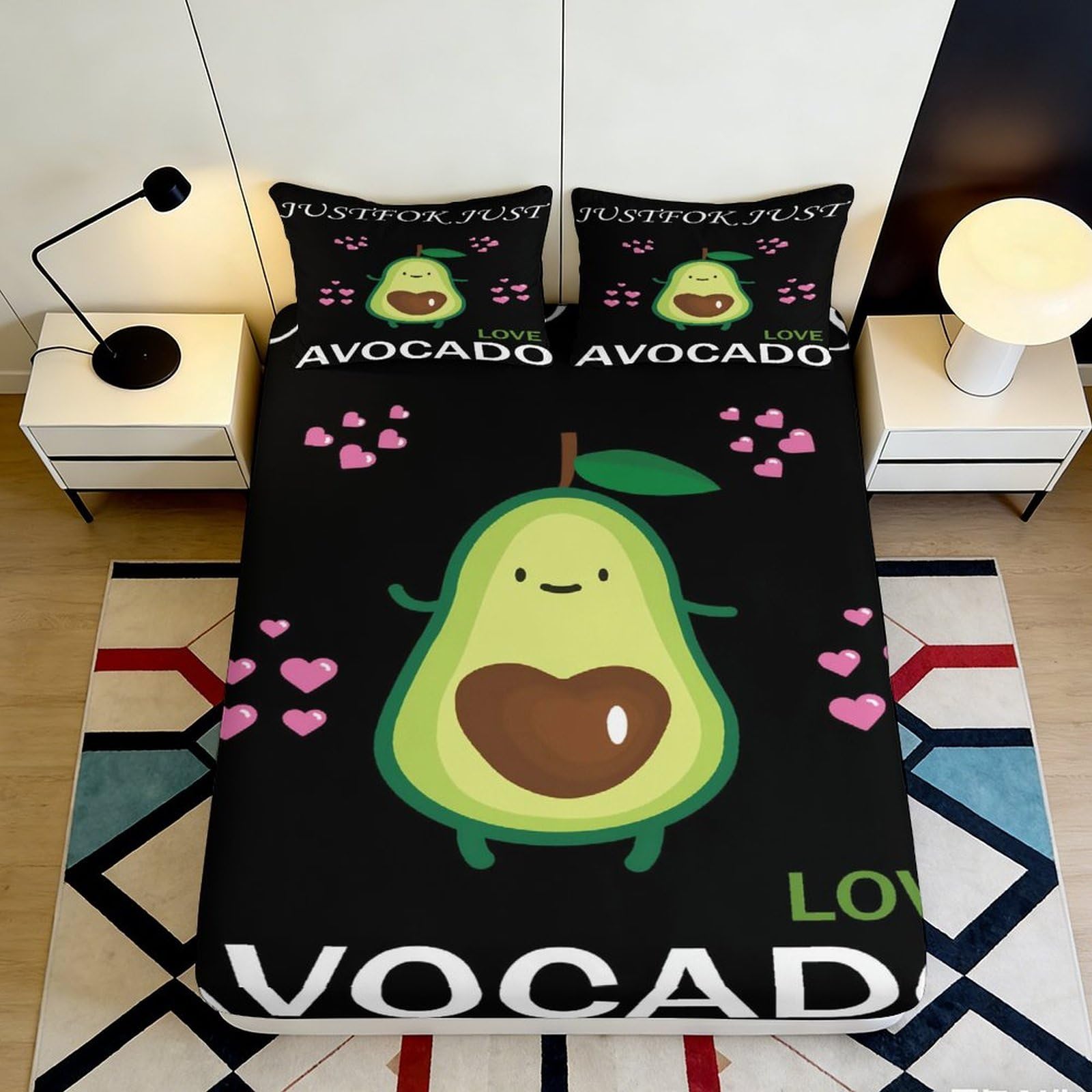Pnayamiorkfel Style-3 3D Printed Avocado Cartoon Fitted Sheet Microfiber Soft Anti-Slip Bed Cover For Bedroom Dorm Room Mattress Decor 90X200x25cm