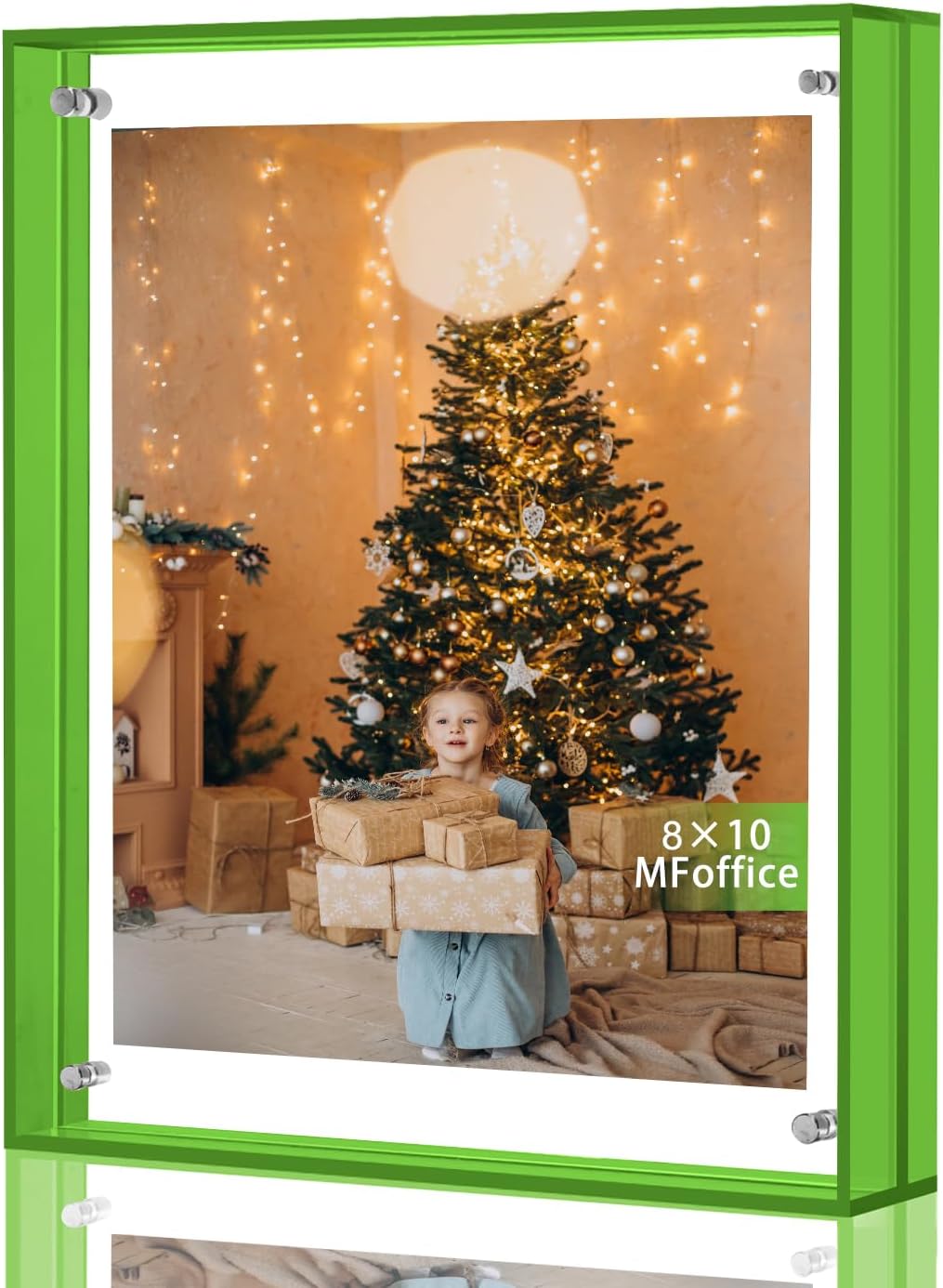 8.5x11 Picture Frames, Stunning Color Acrylic Floating Photo Frame, Use as 8.5x11, 8x10, 8x8, 6x8 Picture Frame, Horizontal and Vertical Formats for Tabletop Display, Orange, 1Pack