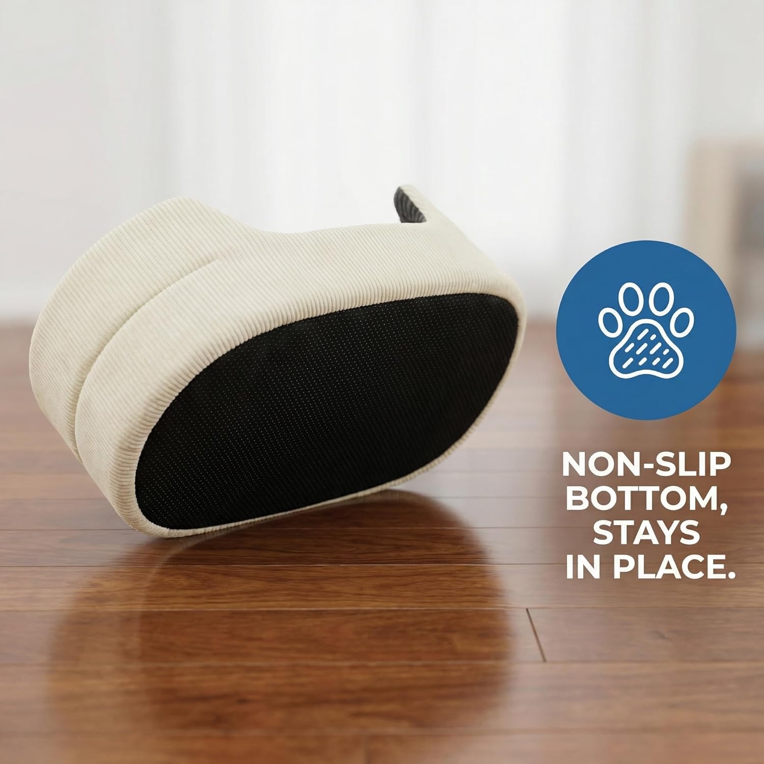Medium Dog Bed Cat Bed 18x26 Inch, Calming Pet Bed for Small Dogs & Cats, Half-Enclosed Open-Top Velvet Anti-Anxiety Bed, Machine Washable Cozy Snuggle Bed (White)
