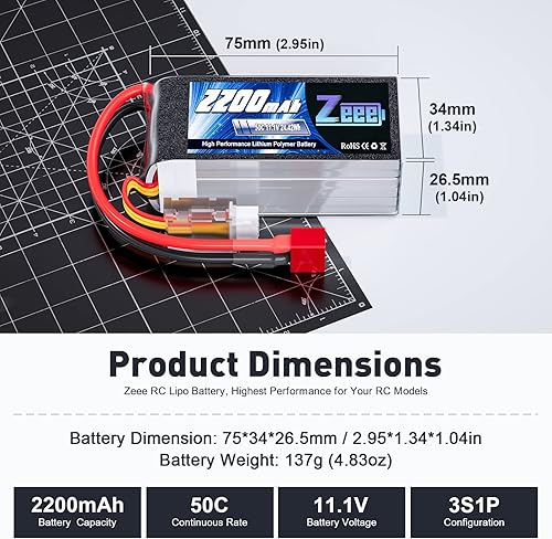 Miniatura 2 de Zeee 3S 2200mAh Shorty Pack Lipo Batería 11.1V 50C Batería con conector T para RC Car Truck Vehículos RC Barco RC Drone Avión Quadcopter Helicóptero