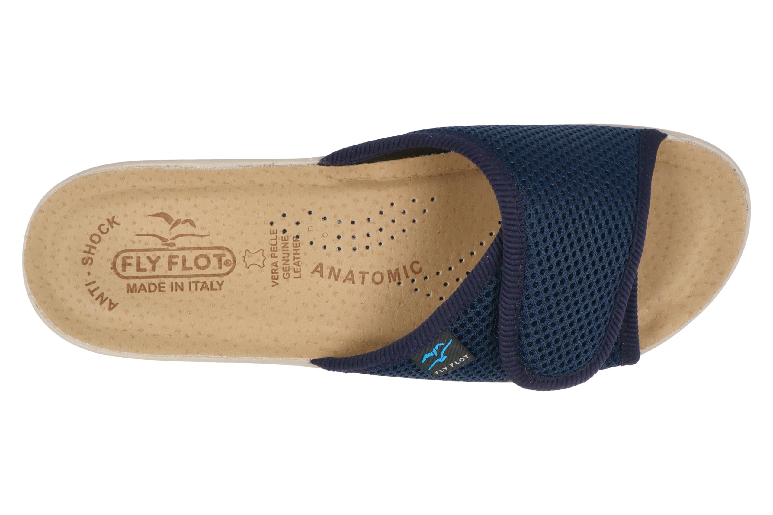 Fly Flot T4413 Fe Blu Ciabatte Donna Made in Italy Zeppa 3 CM Anatomica