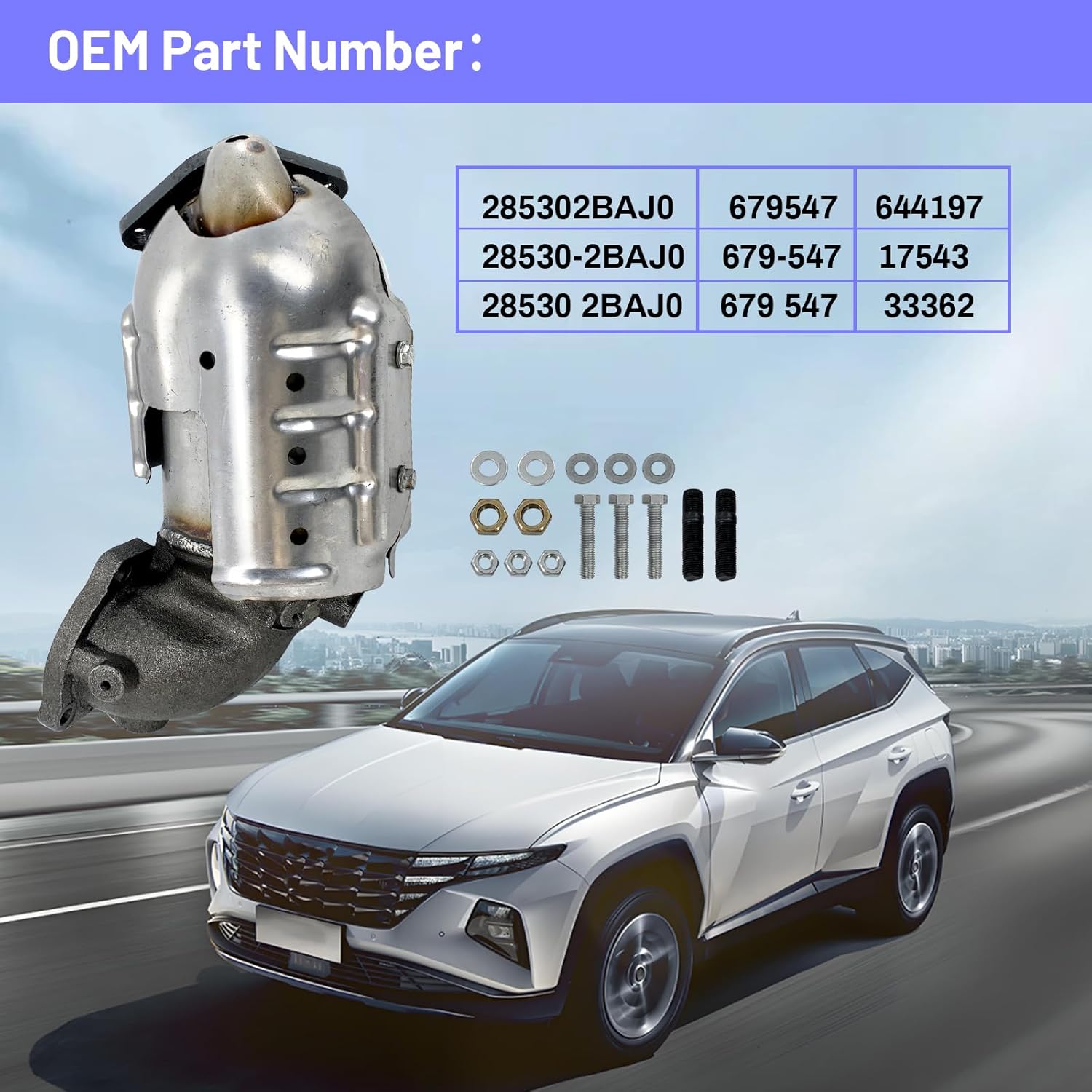 33362 Front Catalytic Converter with Gasket Kit Compatible with 2016 2017 2018 Hyundai Tucson Sport L4 1.6L AWD Replace#285302BAJ0, 679-547, 679547, 679 547,17543, 644197