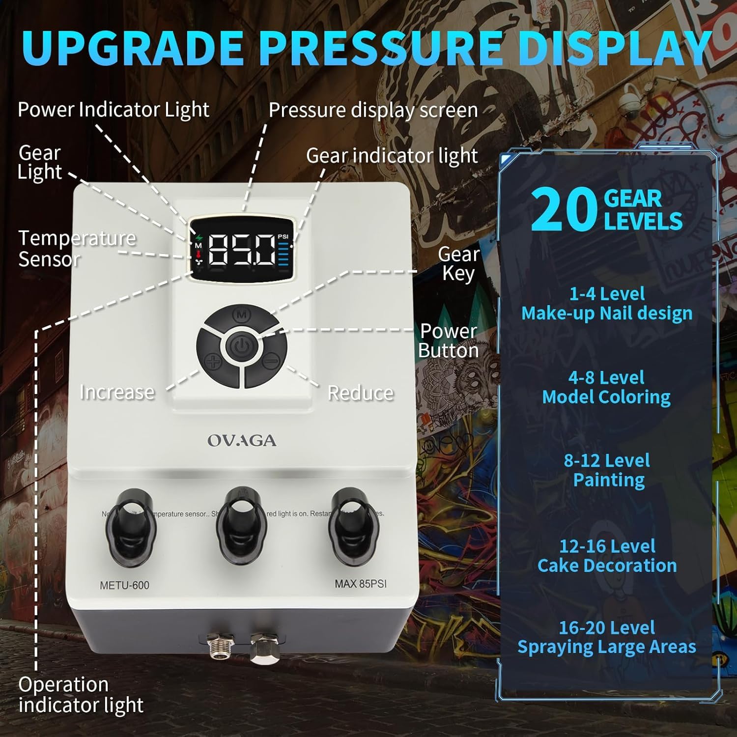 Kit de Sistema de Aerógrafo Profesional Ultra Silencioso de 85 PSI, Juego de Aerógrafo Multifunción de Doble Acción con Compresor para Pintura, Decoración de Pasteles, Maquillaje, Arte