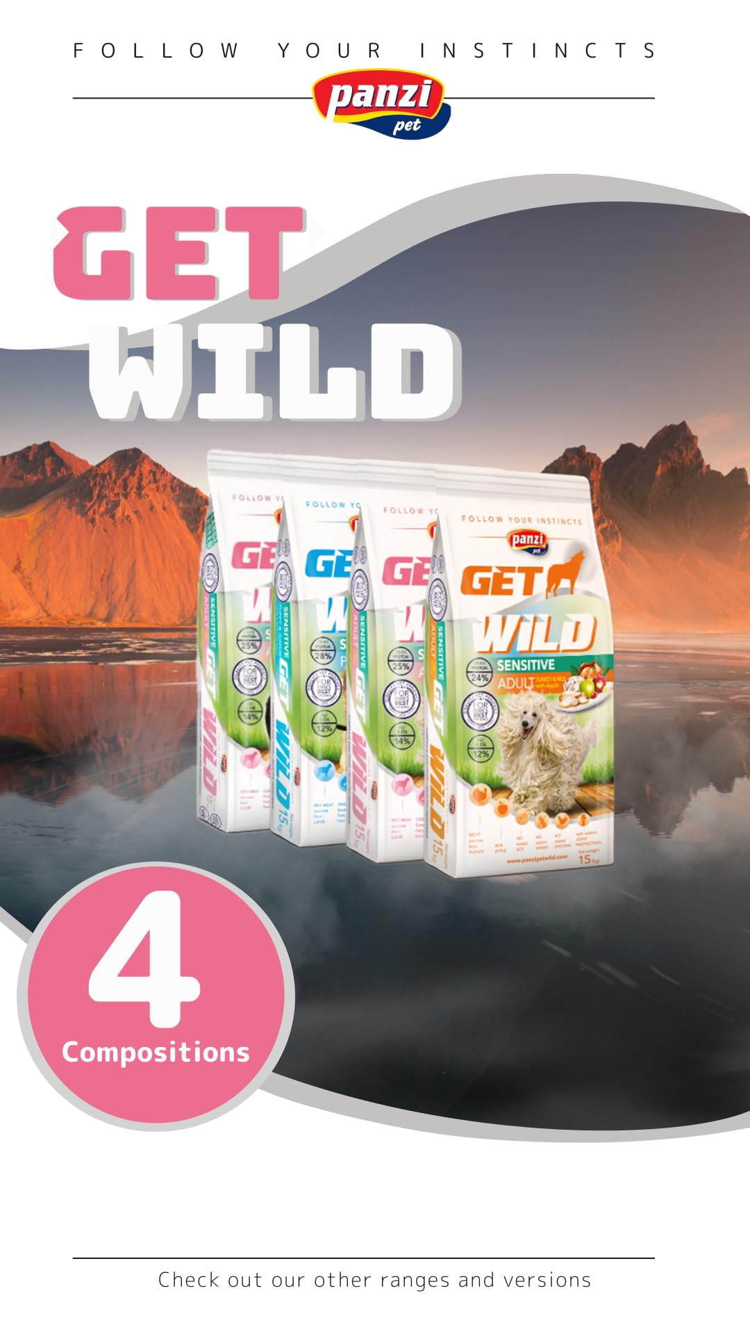Get Wild Sensitive - Karma dla psów na bazie jagnięciny i ryżu, bez kurczaka i pszenicy - dla dorosłych psów średnich i dużych ras psów - 15 kg