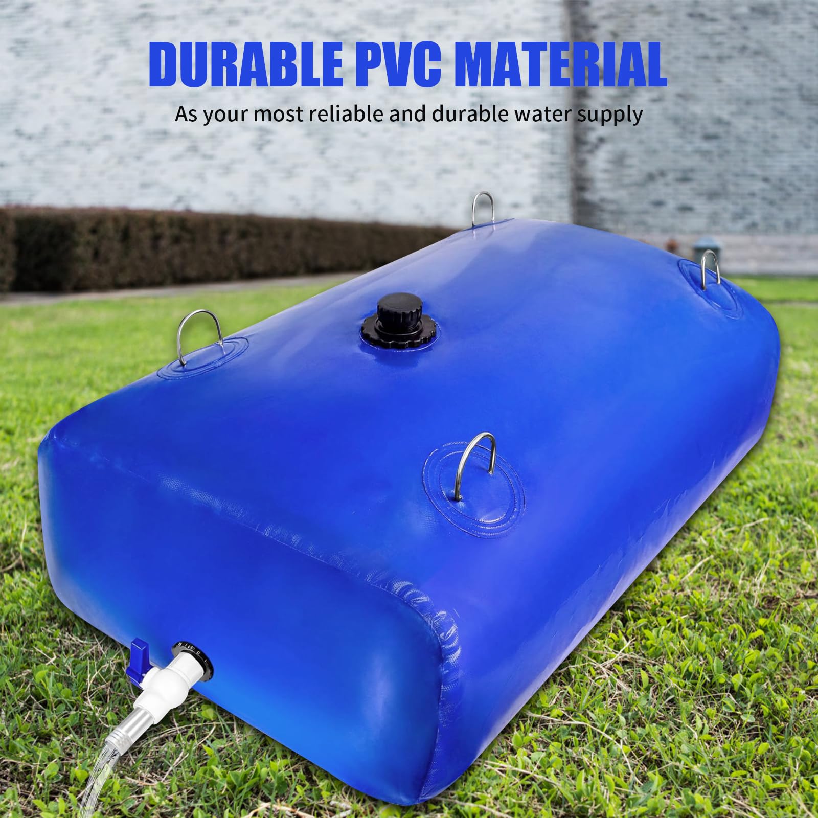 Depósito de almacenamiento de agua con grifo, depósito de agua de gran capacidad, barril de recogida de agua de lluvia, camping y jardín, 350 l