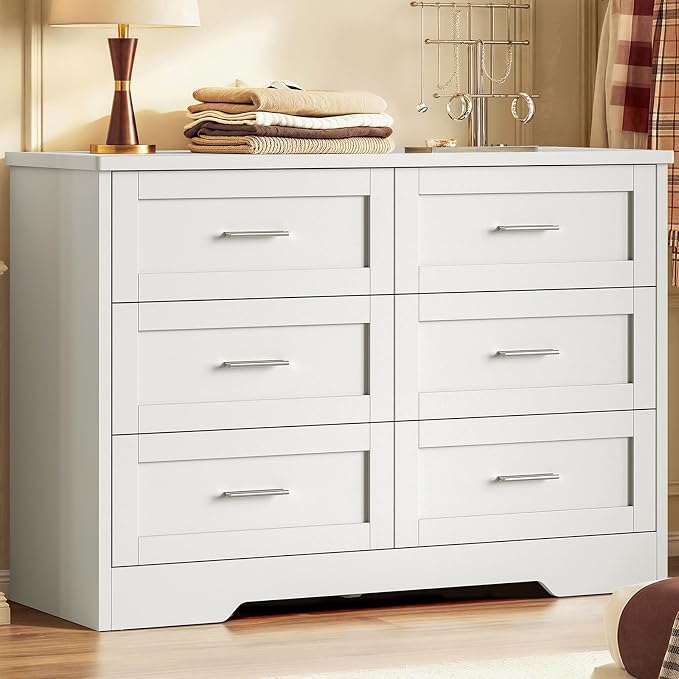Slinemo 6-Drawer White Storage Cabinet – Perfect for Any Room