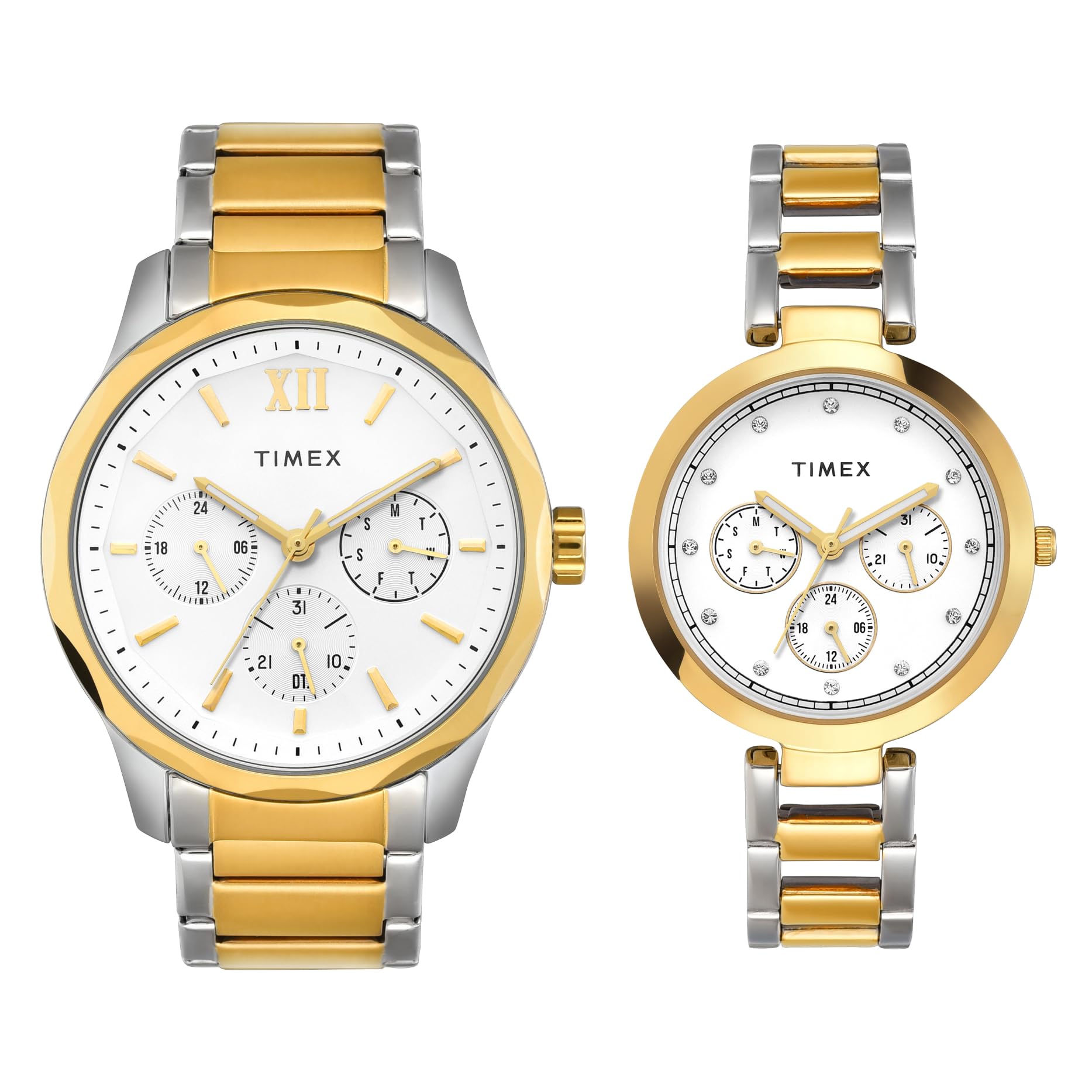 TIMEX Stainless Steel Unisex Pairs White Round Multifunction Dial Analog Watch- Tw00Pr312 (B0CQRR12X6) Amazon Price History, Amazon Price Tracker