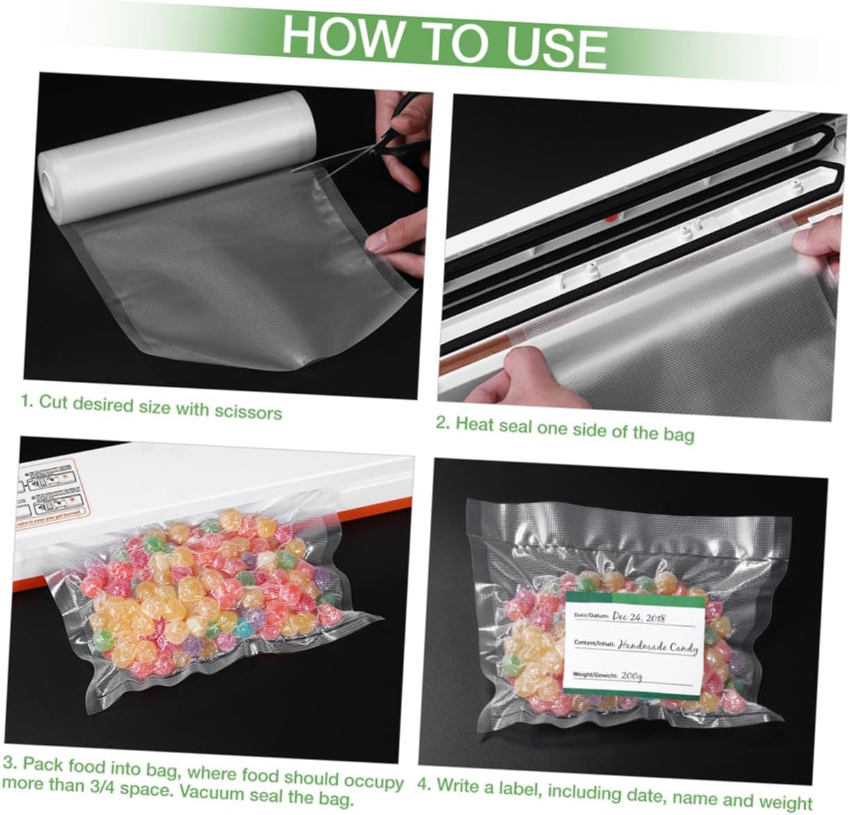 Multi-function Vacuum Sealer Bags Food Preservation Pouch Safety Vacuum Pouch 20x500cm 28x500cm Rolls Household Seal Bags for Kitchen Food StorageNO.5183