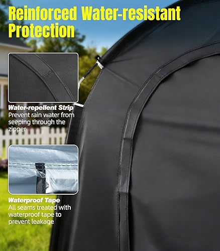 Miniatura 4 de Housolution Cobertizo de almacenamiento de bicicletas para 5 bicicletas, al aire libre, portátil, 210D, Oxford, gruesa, PU4000, cubierta impermeable