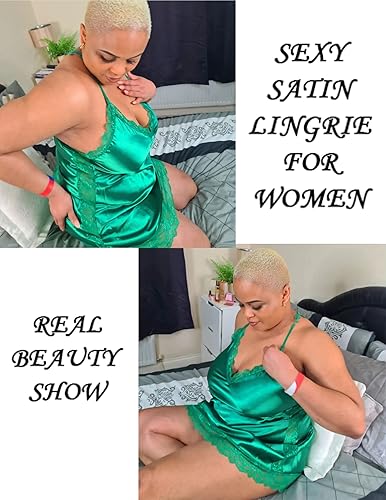 Miniatura 2 de Avidlove Lencería para mujer, talla grande, camisón de encaje de satén, sexy, ropa de dormir completa, L-4XL