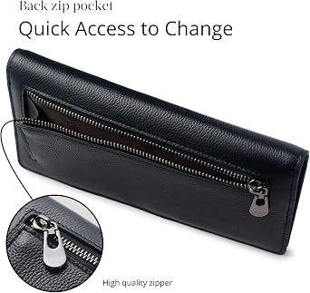 Bveyzi Ultra Slim Thin Leather RFID Blocking Credit Card Holder Bifold Clutch Wallets for Women