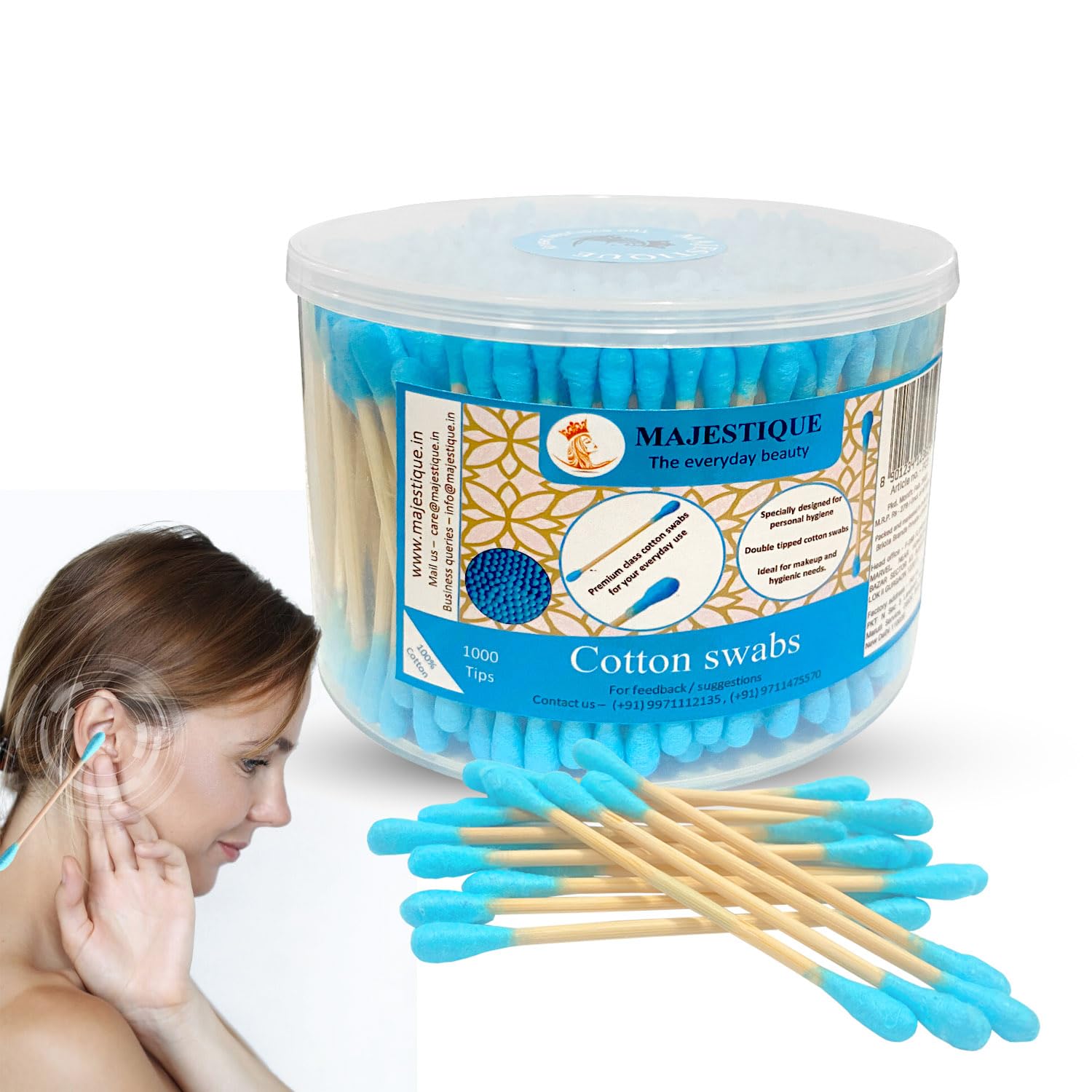 Majestique 500Pcs Round Heads, Ear Cleaner Buds Biodegradable and Climate Agreeable Cotton Swabs Multi-Useful Instrument for Cleaning Needs-image-26