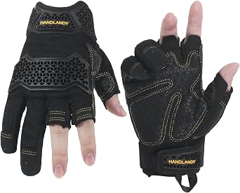 HANDLANDY HLDD Fingerless Work Gloves, Utility Working Gloves for Men and Women