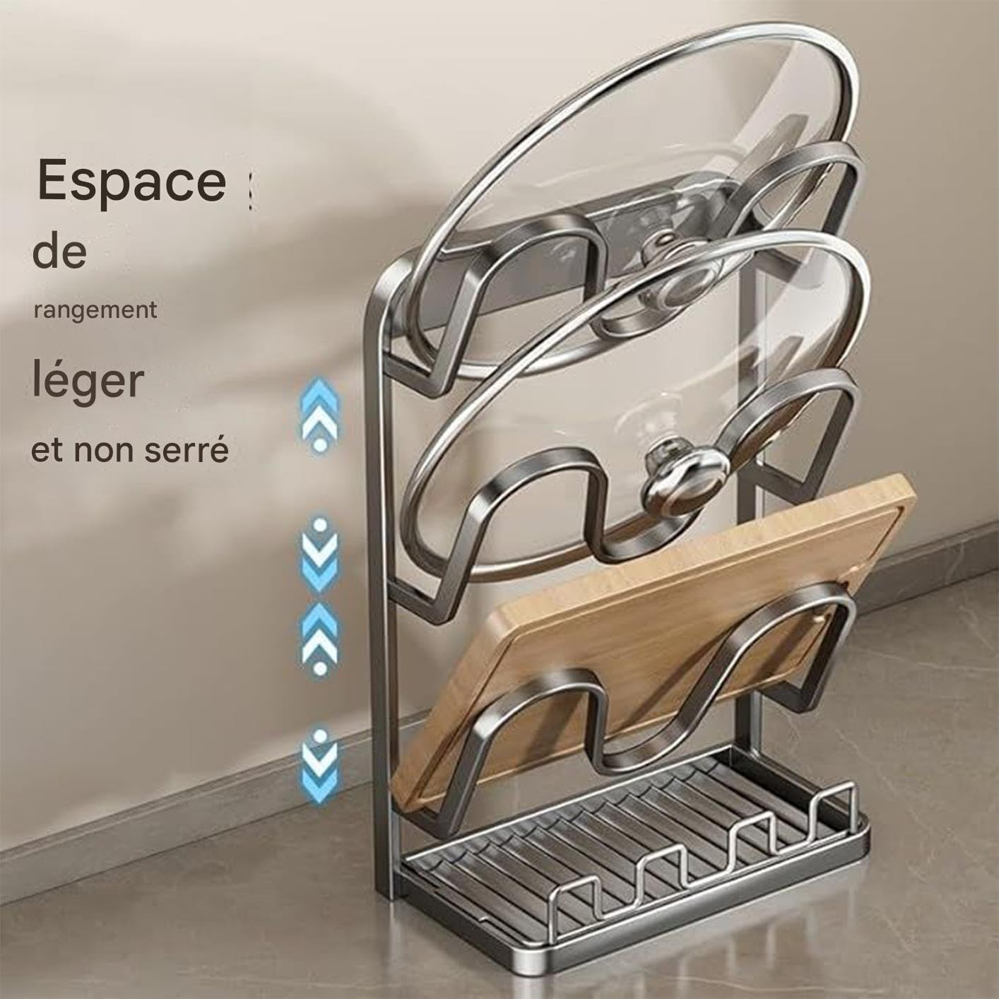 Organizzatore Coperchi Pentole 3 Metallico Antiruggine Multifunzionale | Supporto Coperchi Pentole Durante Cottura Per Dormitorio Camper Casa Ristorante Armadio Cucina