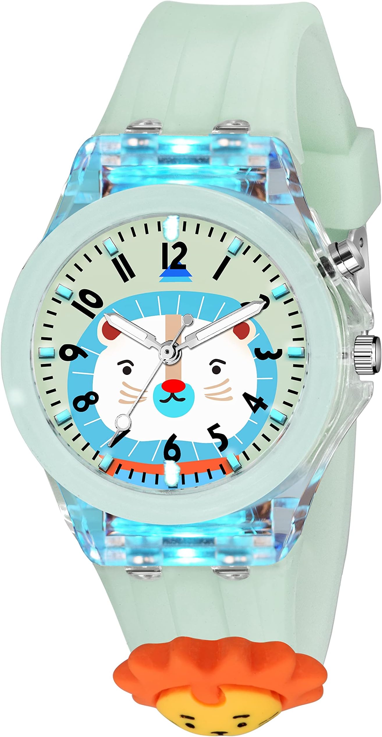 Cute Cartoon Multi Color Lights Rubber Strap Analog Watch for Girls