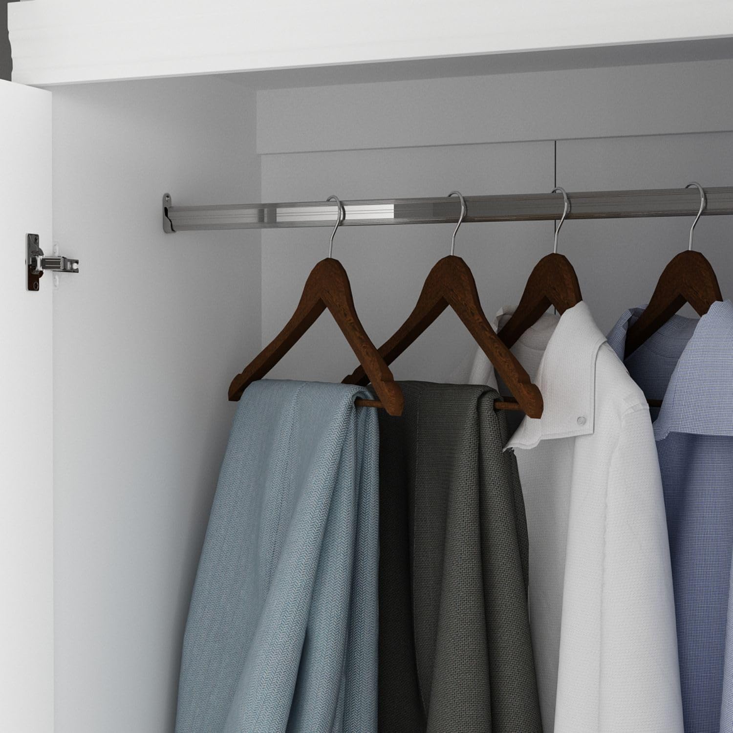 Interior view of wardrobe with hanging rod