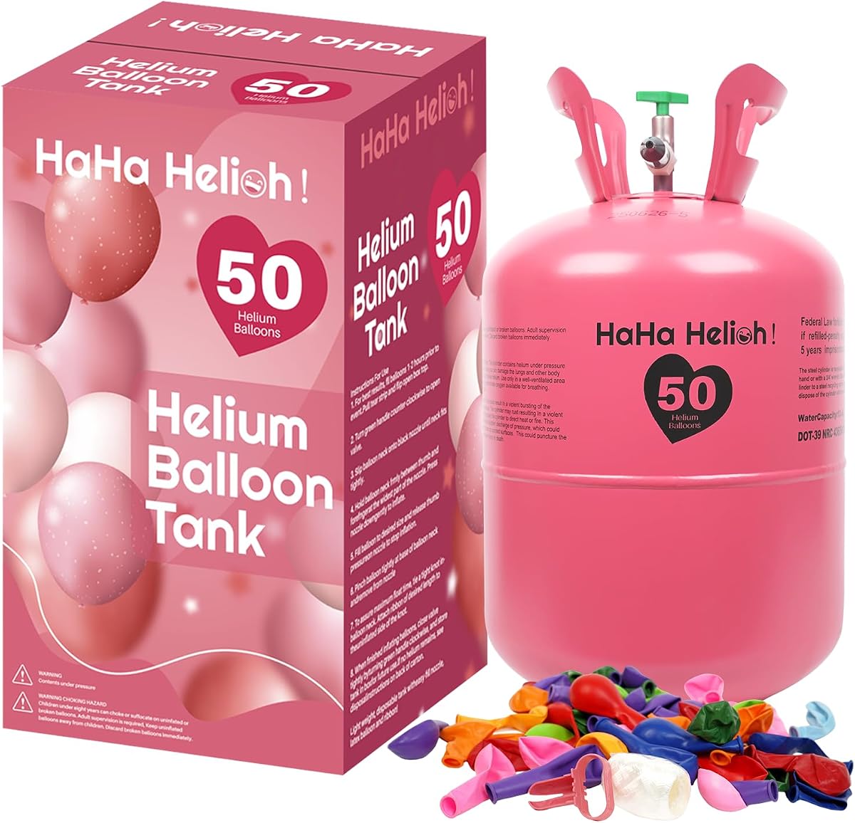 13L Helium Tank for Balloons At Home, Inflates Up to 50 Latex Balloons | Helium Tank for Parties,Birthdays,Weddings | Includes 50 Balloons & Ribbon| 99.99% Pure Helium,Leak-Resistant,ISO9001Standard