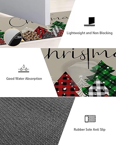 Miniatura 2 de Tapete de baño de Feliz Navidad, antideslizante, de secado rápido y absorbente, tierra de diatomeas, fregadero, dormitorio, cocina, tapete lavable,