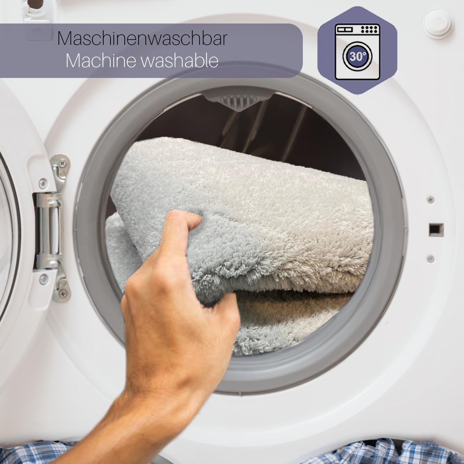 Relax rutschfeste Badematte, Grau, 80x150 Plüsch Badteppich | Weiche Bad- und Duschvorleger Maschinenwaschbar, Schnell Trocknend Badvorleger