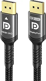 Ubluker Cabo DisplayPort 2.1 10K 8K 54Gbps 2.5 Metros, Certificado DP para DP 4K 240Hz 165Hz 144Hz 120Hz 10K 8K 120Hz Nylon trançado UHBR HDCP2.3 FreeSync G-Sync RTX5090 monitor de jogos projetor PC