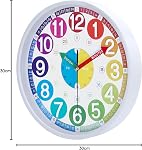 Lafocuse 12 Inch Silent Kids Wall Clock Learning Time Colorful 3D Numbers | 3D Big Numbers for Easy Time Learning, Silent Non Ticking, Battery Operated, Horloge Murale Enfant for Bedrooms Classroom