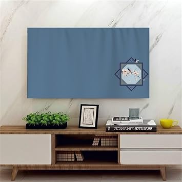FANSU Chinese Style TV Dust Cover, TV Screen Cover, Universal Elastic Television All-Inclusive Protection, Soft Stretch Computer Dust for 22  to 75  Television/PC Display Blue 1,43 inches