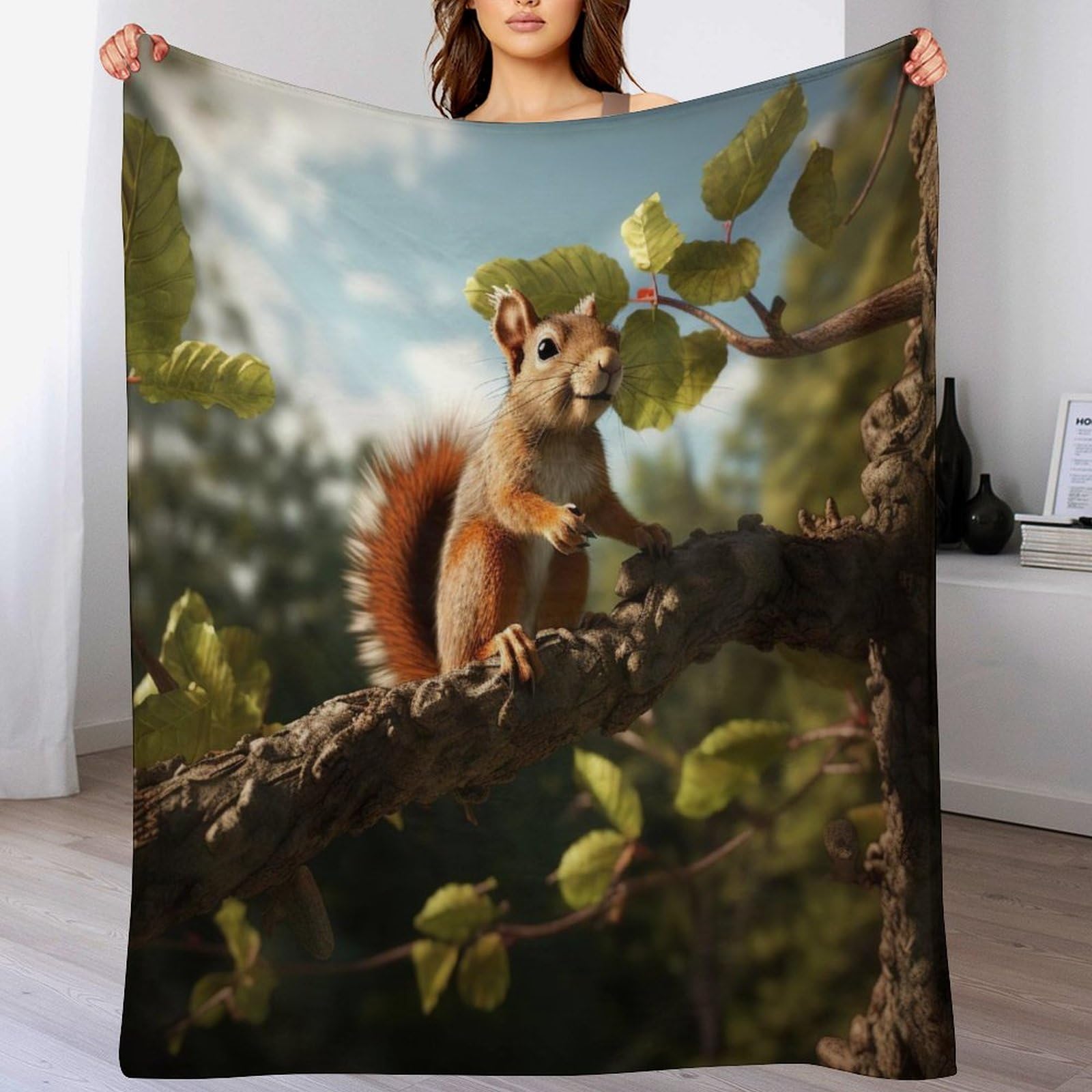 Couverture écureuil en polaire de flannel supérieure pour lit et canapé
