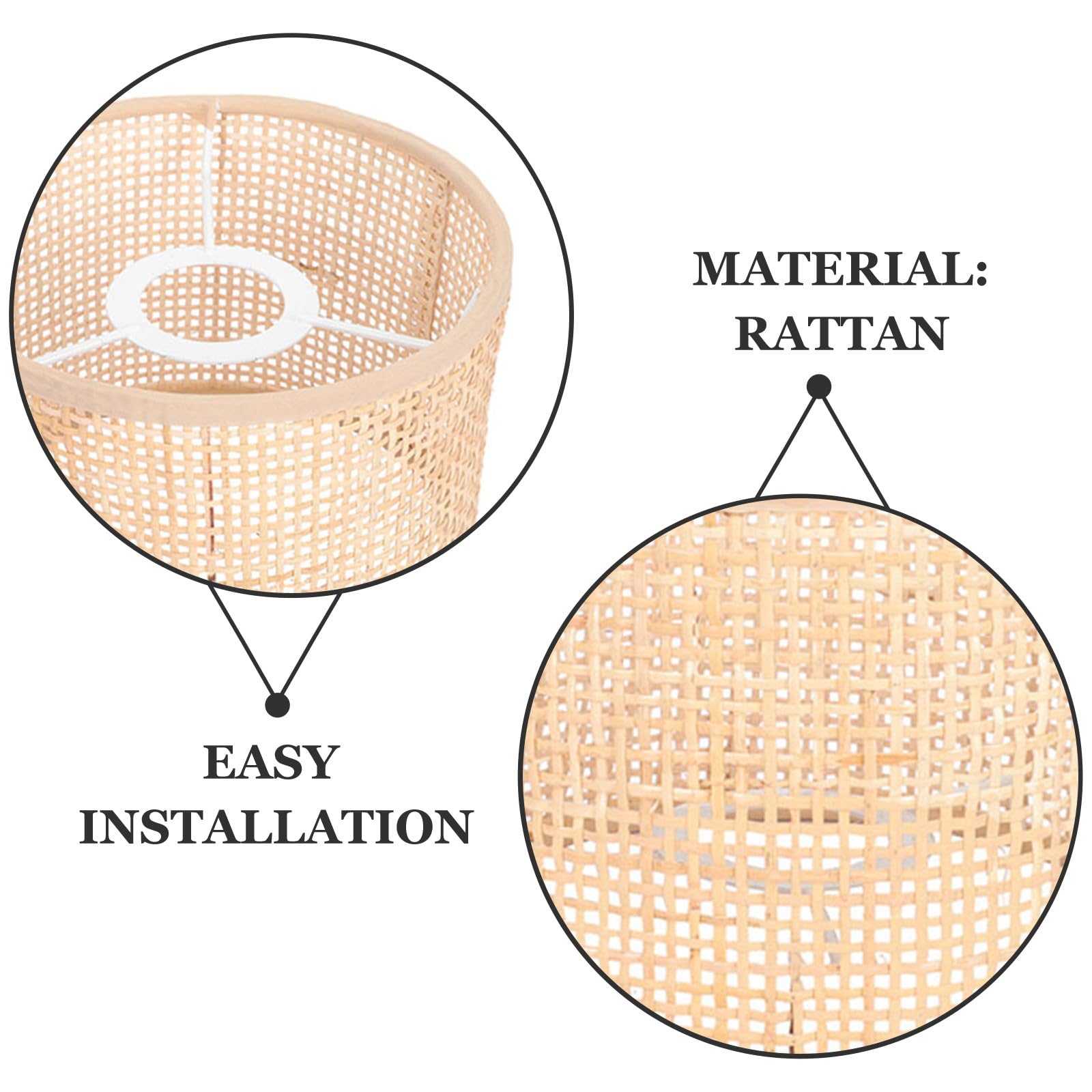 Pantallas de Lámparas Tejidas de Ratán Natural 2 Piezas 16x12 Cm Cuadrada para Lámparas de Techo Estilo Rústico, Decoración para Sala y Restaurante, Pantalla Decorativa de Bambú