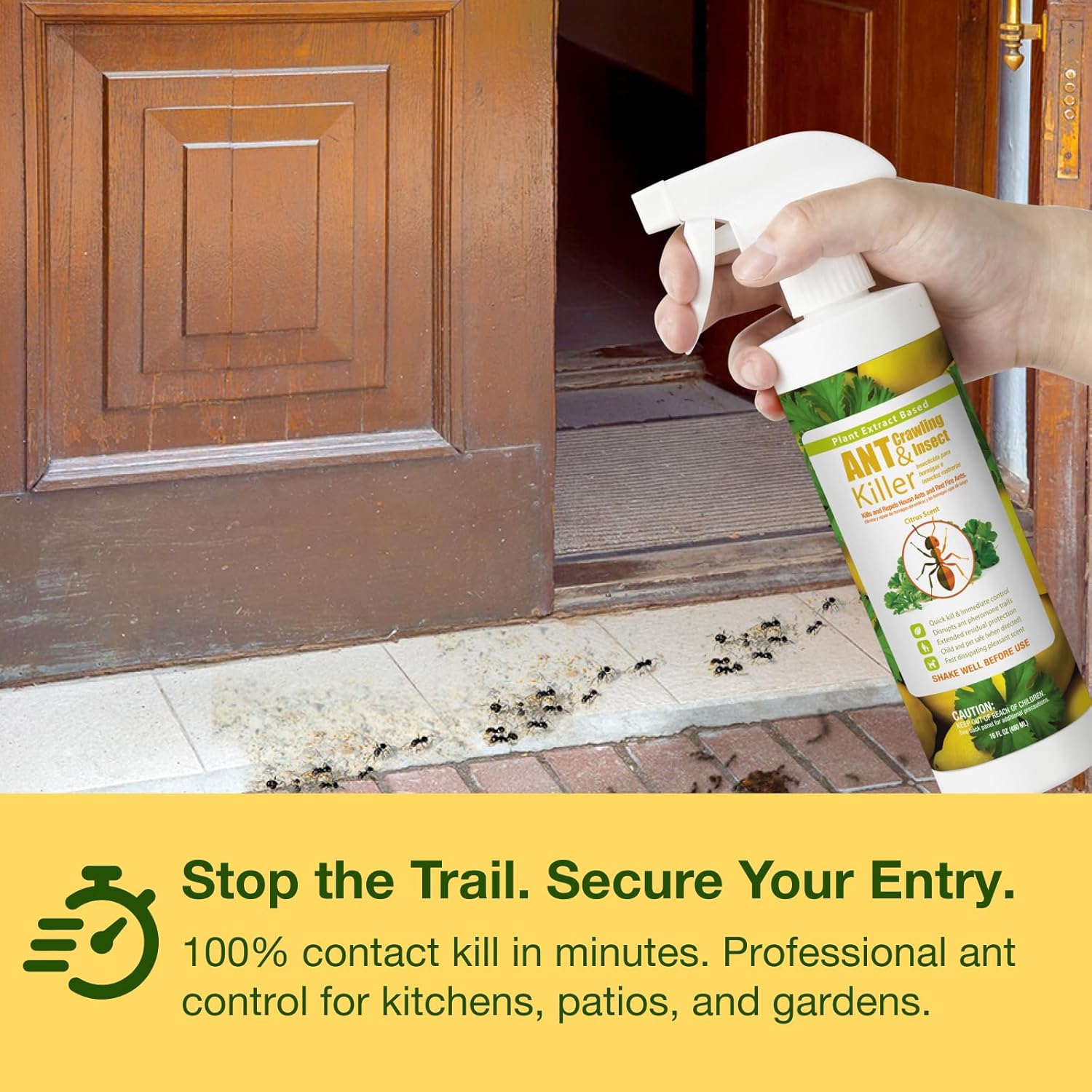 EcoVenger® Ant and Insect Killer 16 oz | Citrus Scent | Fast Kills House Ants Fire Ants | Residual Deterrence | Plant-Based Child and Pet Safe
