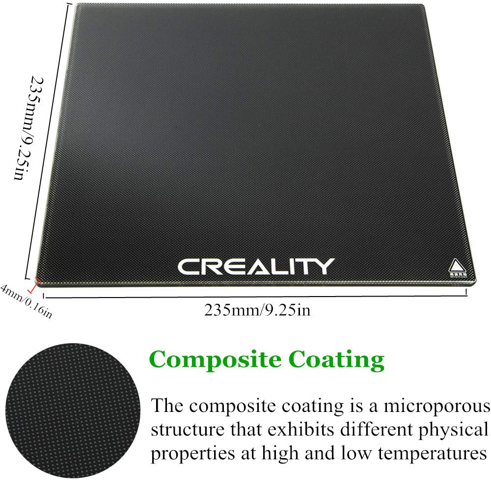 Creality Ender 3 Glass Bed Upgraded Platform 235x235x4mm for Ender 3 S1/ Ender 3 / Ender 3 Pro/Ender 3 V2/ Ender 5/ Ender 5 Pro, 3D Printer Tempered Glass Build Plate Surface