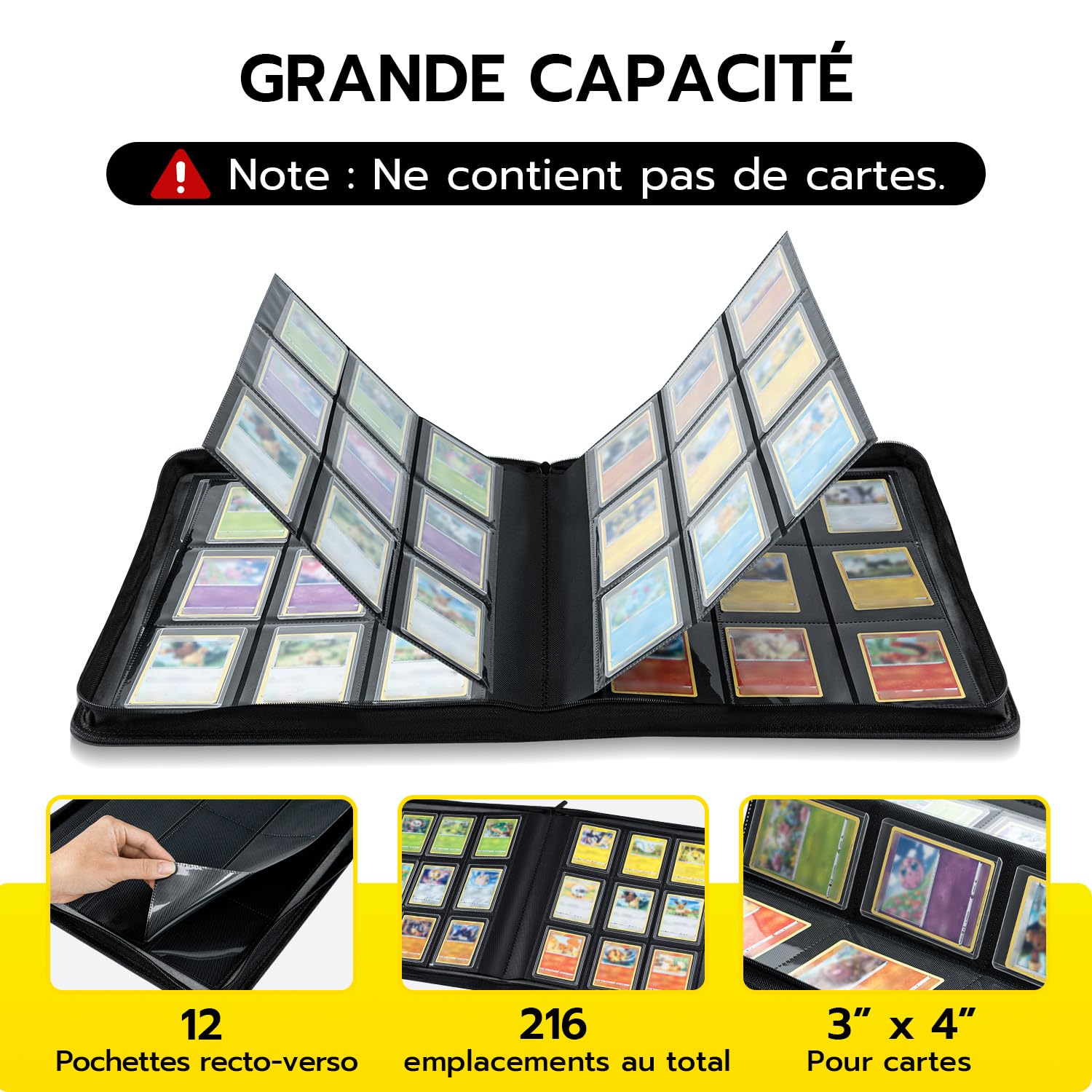 Toploader Album pour cartes à collectionner 216, 9 compartiments, 10 pcs 35PT, Classeur pour TCG, cartes MTG, motif vague noire