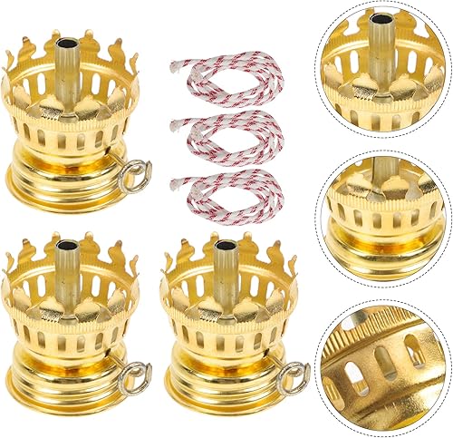 Miniatura 8 de Quemador de lámpara de aceite de queroseno de latón: 3 piezas de repuesto, soporte de chimenea, base roscada para lámparas antiguas